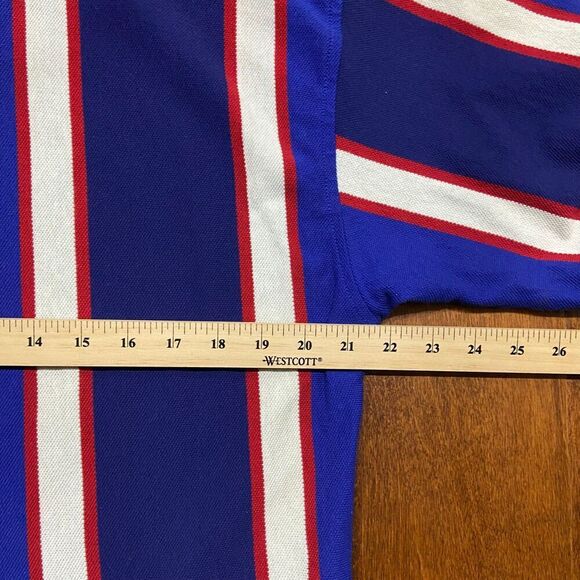 Bugle Boy Vintage 90s Blue White Red USA Striped Polo Shirt Men's Size Large - Picture 8 of 9